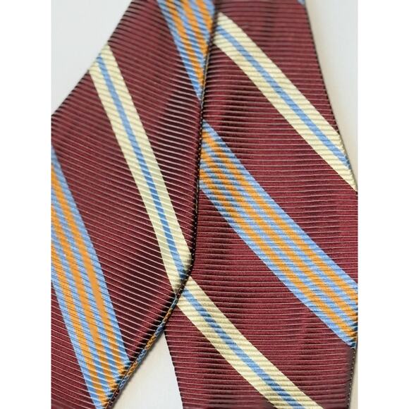 Robert Talbott Men's 100% Silk Adjustable Bow Tie Burgundy/Orange/Cream/Blue USA - Picture 3 of 5